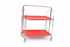 Table bar pliante en métal et panneau composite Dinett, rouge