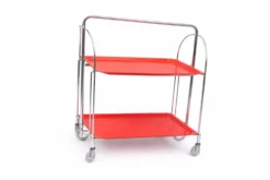 Table bar pliante en métal et panneau composite Dinett, rouge