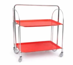 Table bar pliante en métal et panneau composite Dinett, rouge