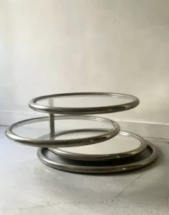Table basse amovible en chrome, verre & miroir Milo Baughman, design 1970
