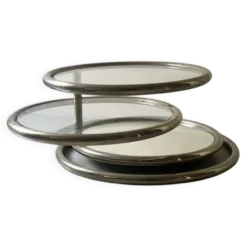 Table basse amovible en chrome, verre & miroir Milo Baughman, design 1970