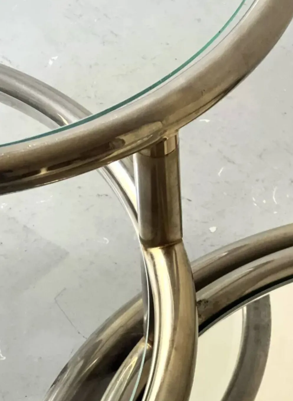 Table basse amovible en chrome, verre & miroir Milo Baughman, design 1970