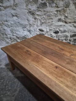 Table basse ancienne en chêne français – Table XXL de ferme du XIXe siècle