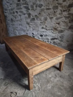 Table basse ancienne en chêne français – Table XXL de ferme du XIXe siècle
