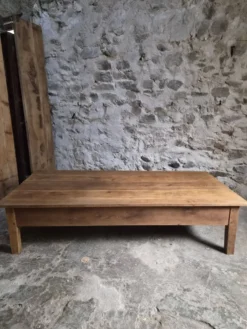 Table basse ancienne en chêne français – Table XXL de ferme du XIXe siècle