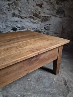 Table basse ancienne en chêne français – Table XXL de ferme du XIXe siècle