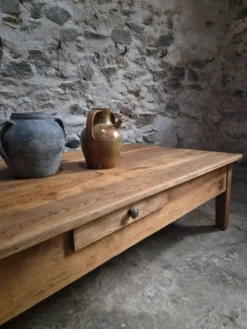 Table basse ancienne en chêne français – Table XXL de ferme du XIXe siècle
