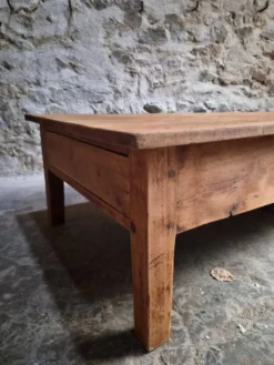 Table basse ancienne en chêne français – Table XXL de ferme du XIXe siècle