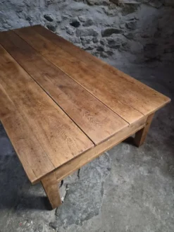Table basse ancienne en chêne français – Table XXL de ferme du XIXe siècle