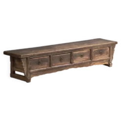 Table basse ancienne à tiroirs en bois de pin – Chine, vers 1900