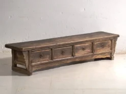 Table basse ancienne à tiroirs en bois de pin – Chine, vers 1900