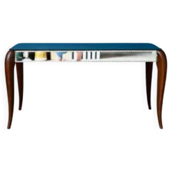 Table basse Art Déco miroir biseauté années 40 bohème chic