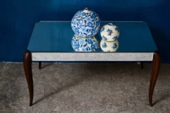 Table basse Art Déco miroir biseauté années 40 bohème chic
