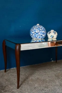 Table basse Art Déco miroir biseauté années 40 bohème chic