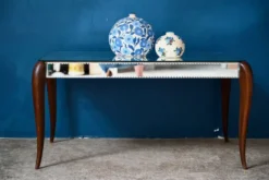 Table basse Art Déco miroir biseauté années 40 bohème chic