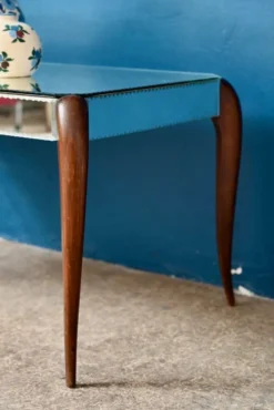 Table basse Art Déco miroir biseauté années 40 bohème chic