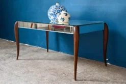 Table basse Art Déco miroir biseauté années 40 bohème chic