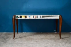 Table basse Art Déco miroir biseauté années 40 bohème chic