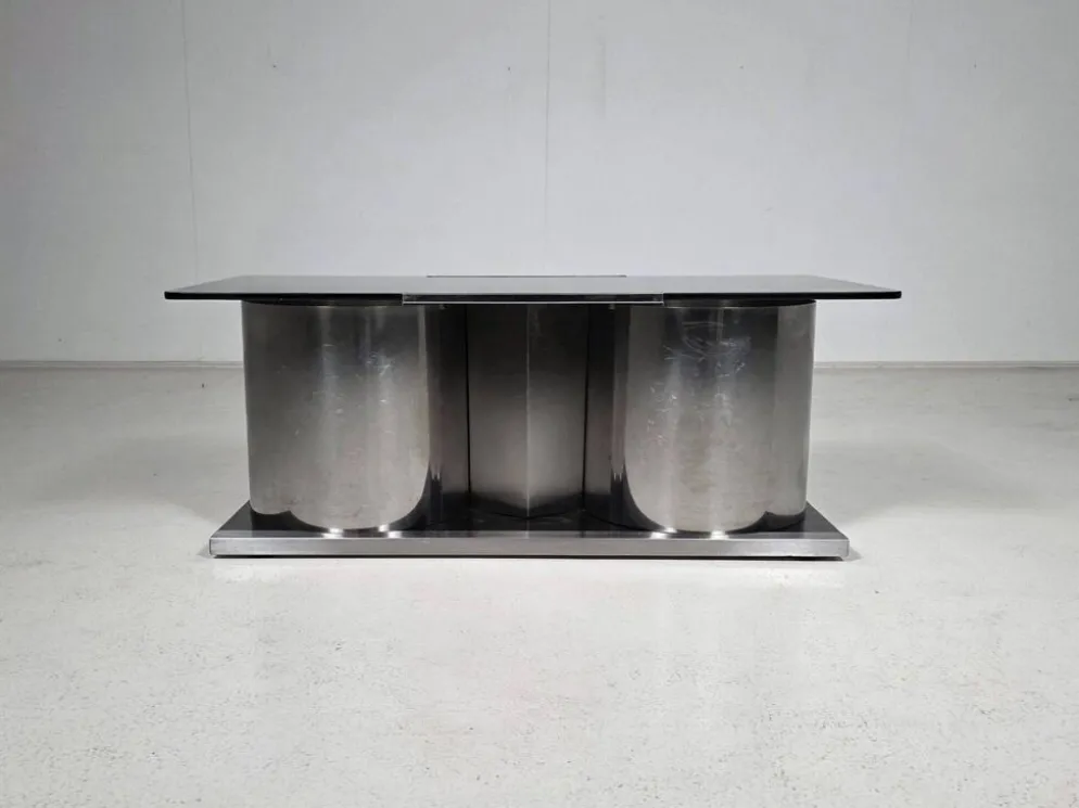 Table basse avec bar à sec dissimulé par Ludovico Acerbis pour Acerbis, Italie, 1970