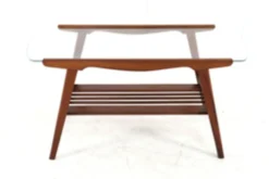 Table basse avec verre et porte-revues - design néerlandais des années 50
