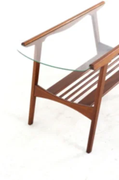 Table basse avec verre et porte-revues - design néerlandais des années 50