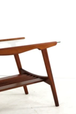 Table basse avec verre et porte-revues - design néerlandais des années 50