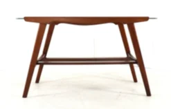 Table basse avec verre et porte-revues - design néerlandais des années 50
