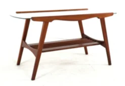 Table basse avec verre et porte-revues - design néerlandais des années 50