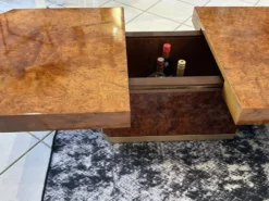 Table basse bar en Loupe d’orme maison Lancel vintage 1970