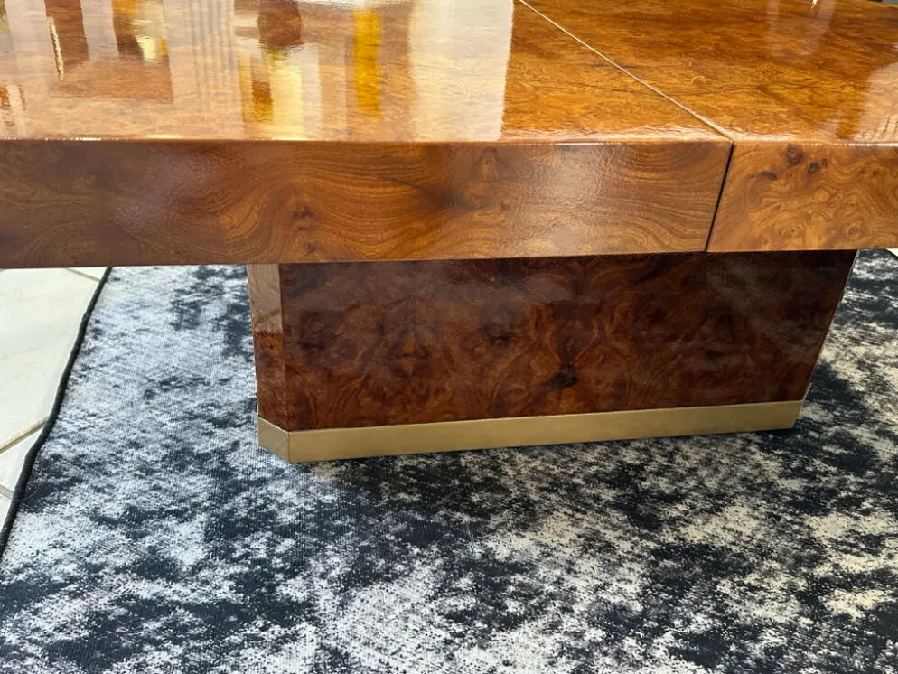 Table basse bar en Loupe d’orme maison Lancel vintage 1970