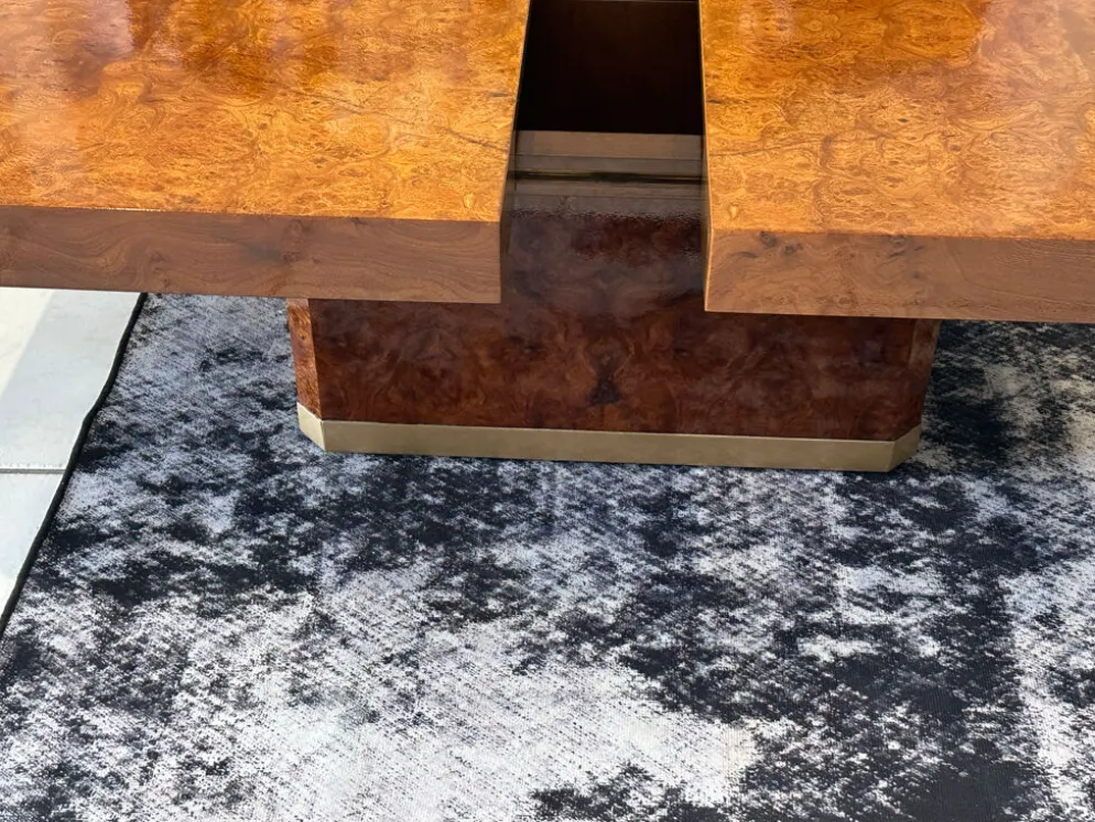 Table basse bar en Loupe d’orme maison Lancel vintage 1970