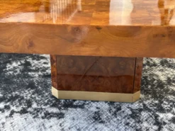 Table basse bar en Loupe d’orme maison Lancel vintage 1970