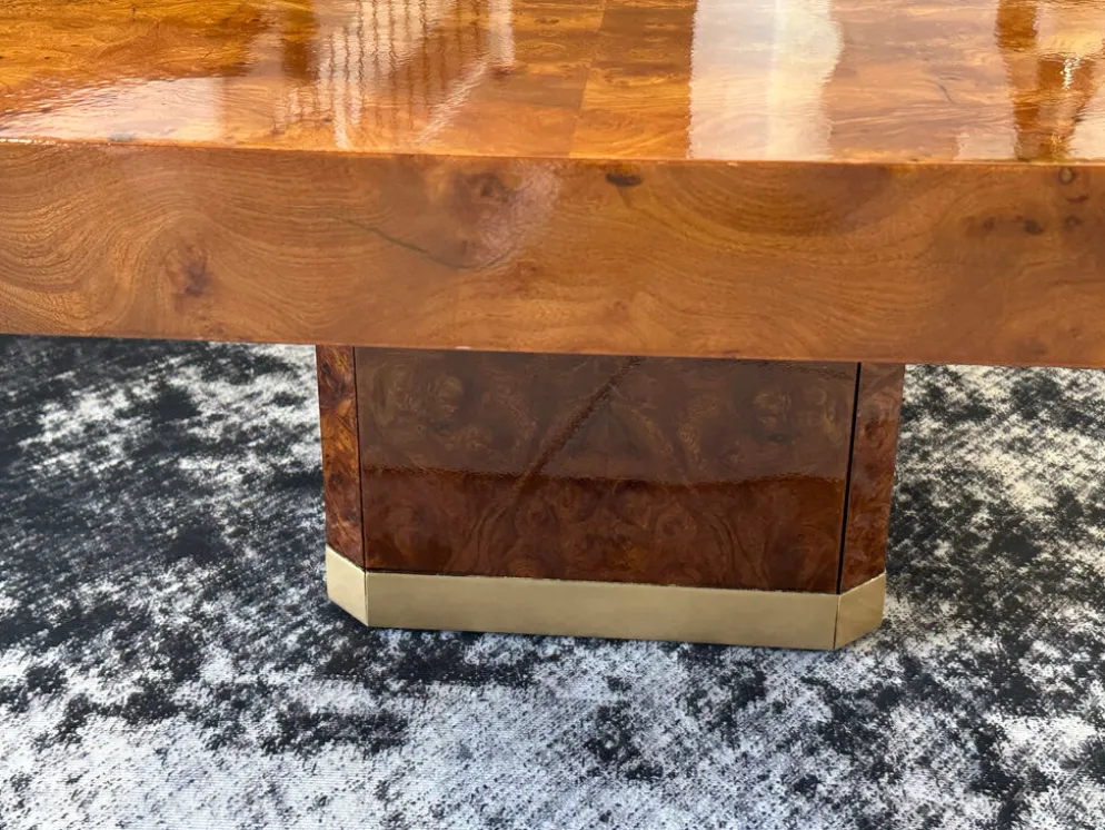 Table basse bar en Loupe d’orme maison Lancel vintage 1970