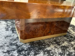 Table basse bar en Loupe d’orme maison Lancel vintage 1970