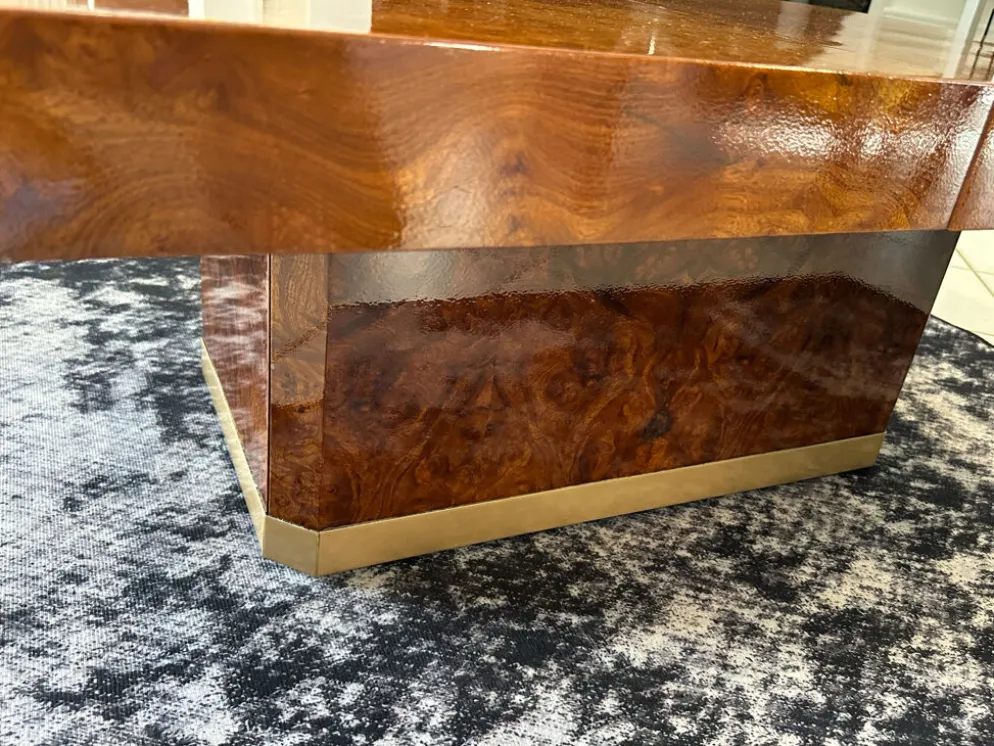 Table basse bar en Loupe d’orme maison Lancel vintage 1970