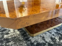 Table basse bar en Loupe d’orme maison Lancel vintage 1970