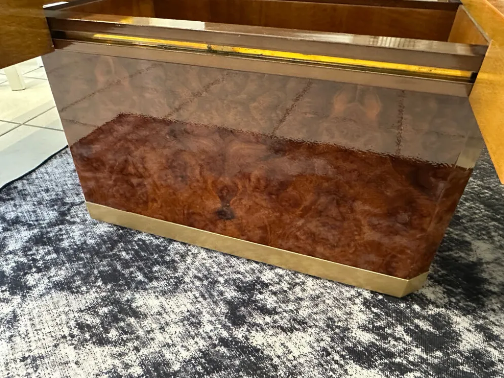 Table basse bar en Loupe d’orme maison Lancel vintage 1970