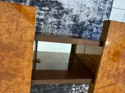Table basse bar en Loupe d’orme maison Lancel vintage 1970