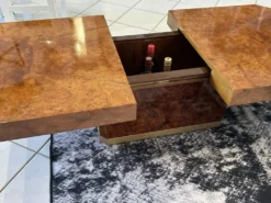 Table basse bar en Loupe d’orme maison Lancel vintage 1970