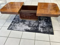 Table basse bar en Loupe d’orme maison Lancel vintage 1970
