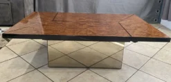 Table basse bar loupe d’orme de Paul Michel pour Roche Bobois vintage 1980