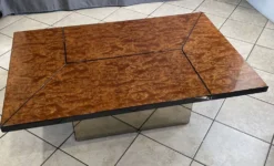 Table basse bar loupe d’orme de Paul Michel pour Roche Bobois vintage 1980