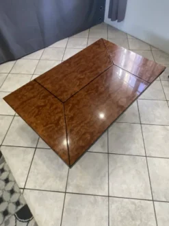 Table basse bar loupe d’orme de Paul Michel pour Roche Bobois vintage 1980
