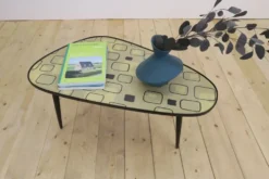 Table basse basse mid-century en formica et bois, Allemagne 1970