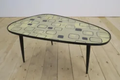 Table basse basse mid-century en formica et bois, Allemagne 1970