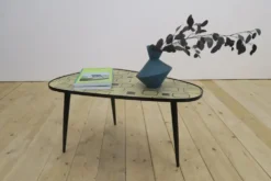 Table basse basse mid-century en formica et bois, Allemagne 1970