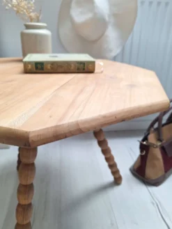 Table basse / bout de canapé / Table d'appoint tripode plateau octogone