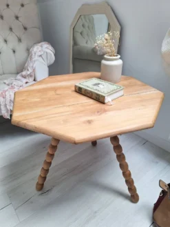 Table basse / bout de canapé / Table d'appoint tripode plateau octogone