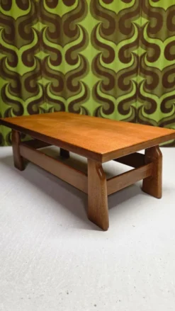 Table basse brutaliste chêne 1970 vintage