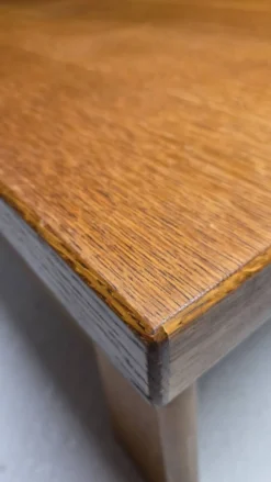 Table basse brutaliste chêne 1970 vintage